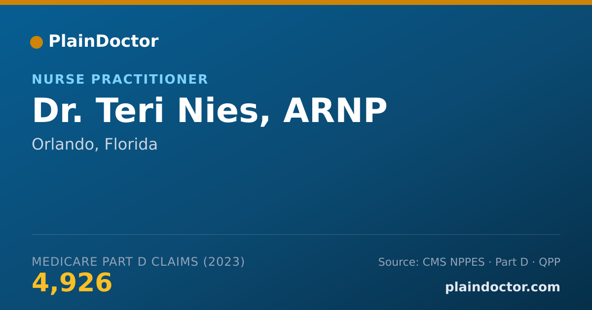 Shareable card for Teri Nies, ARNP - Nurse Practitioner, Orlando, FL