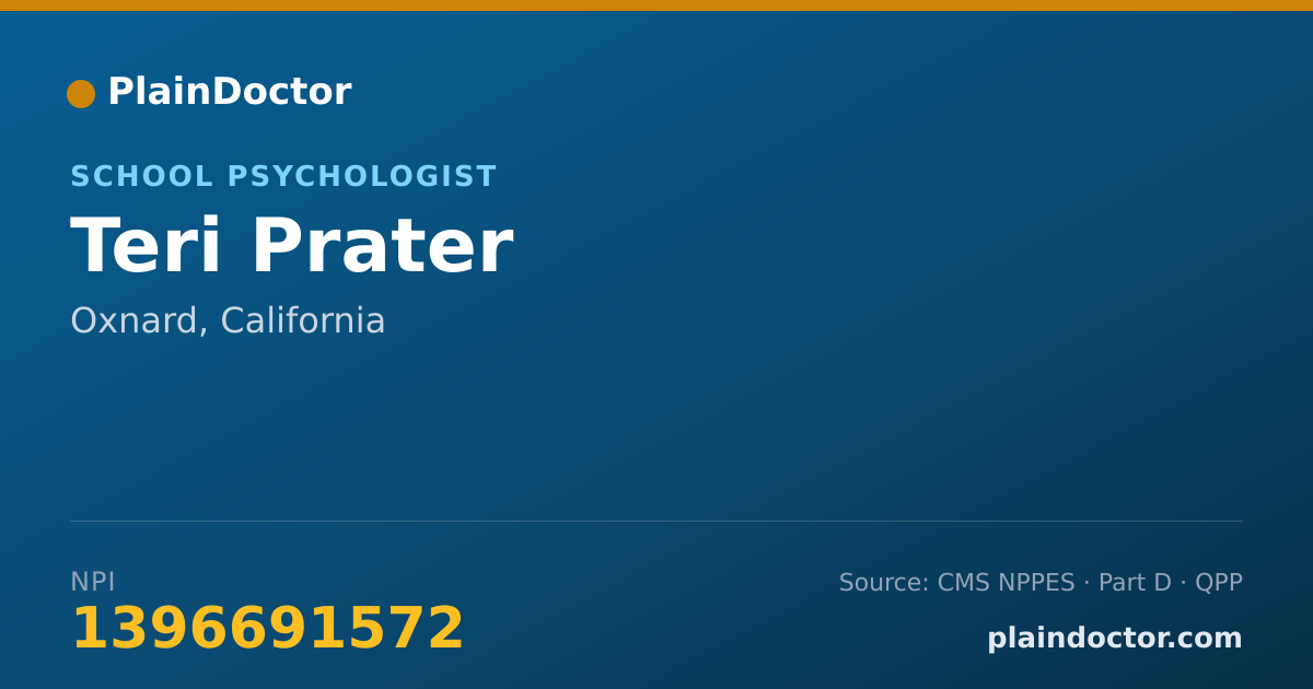 Shareable card for Teri Prater - School Psychologist, Oxnard, CA