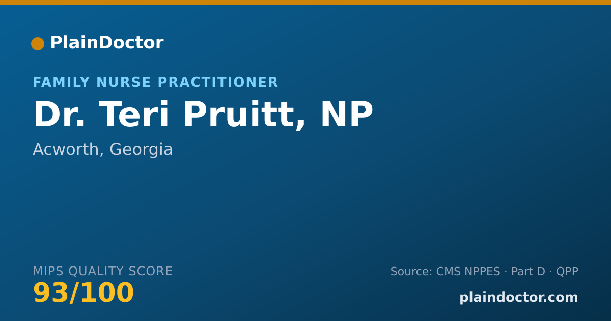 Shareable card for Teri Pruitt, NP - Family Nurse Practitioner, Acworth, GA