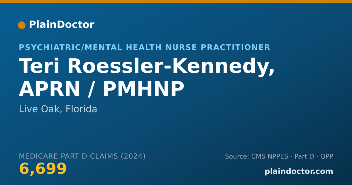 Shareable card for Teri Roessler-Kennedy, APRN / PMHNP - Psychiatric/Mental Health Nurse Practitioner, Live Oak, FL