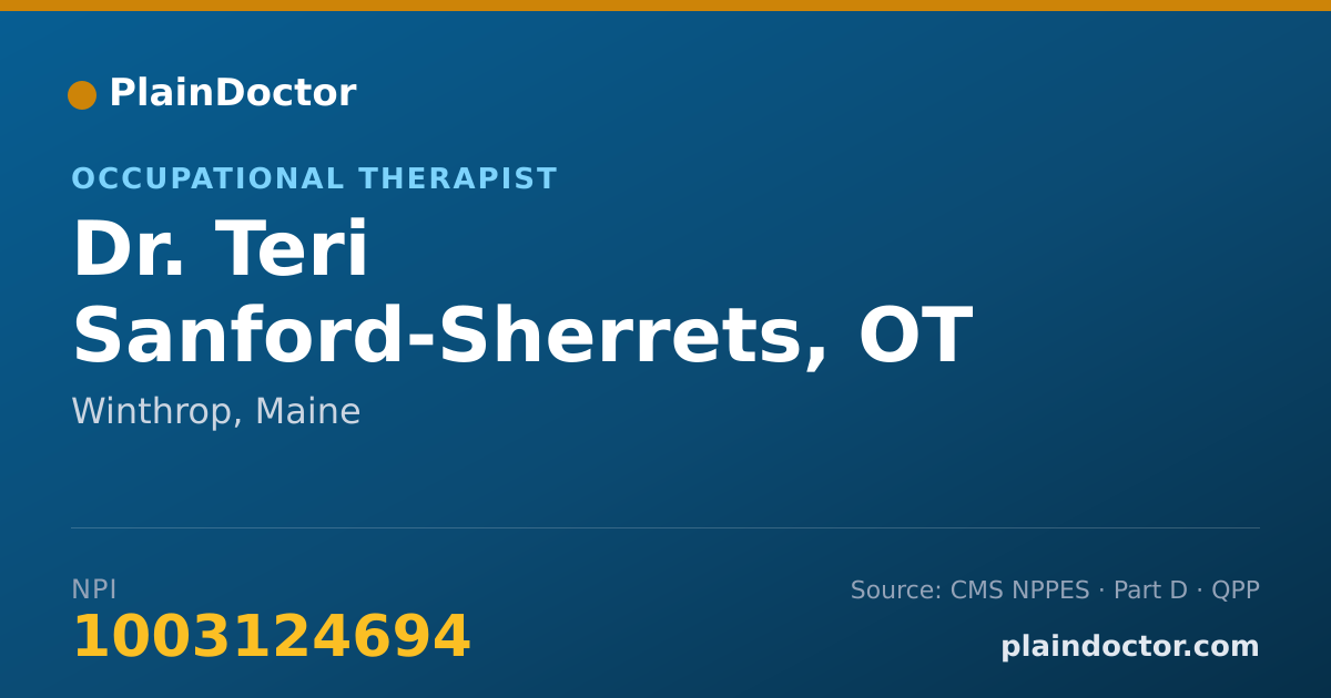 Shareable card for Teri Sanford-Sherrets, OT - Occupational Therapist, Winthrop, ME