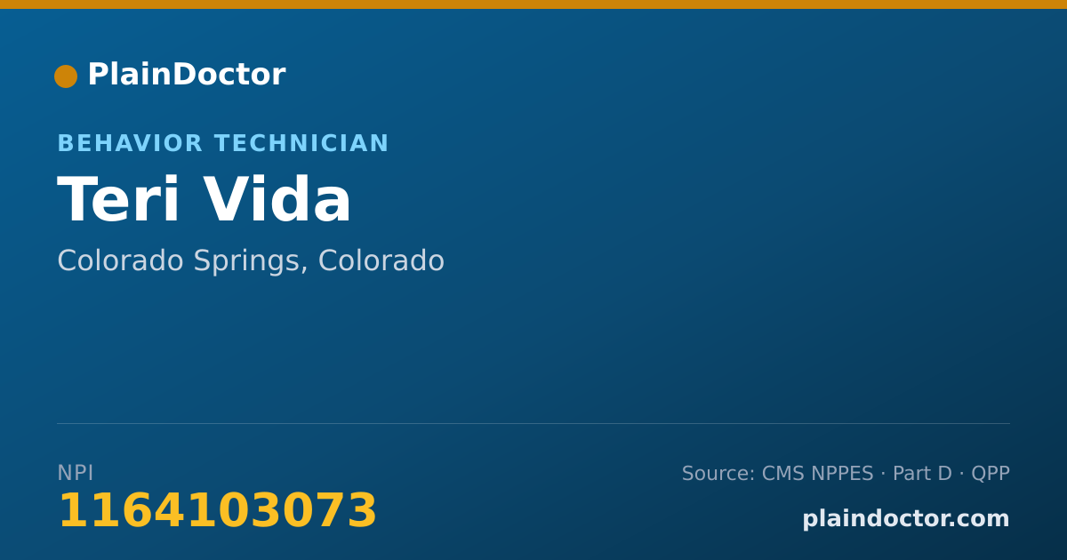Shareable card for Teri Vida - Behavior Technician, Colorado Springs, CO