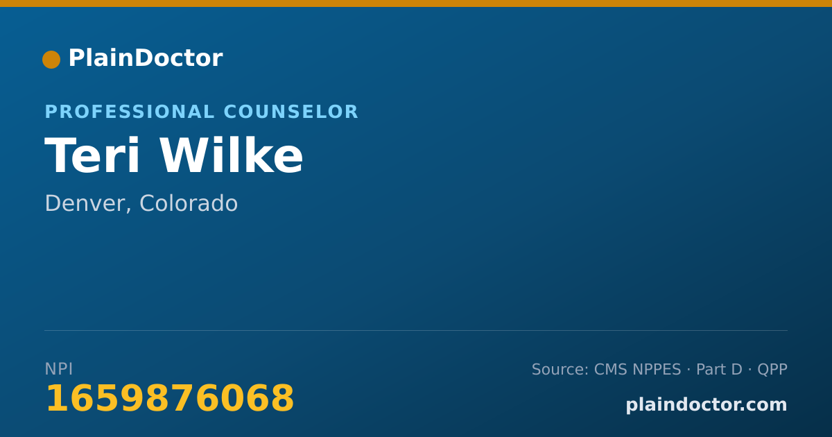 Shareable card for Teri Wilke - Professional Counselor, Denver, CO
