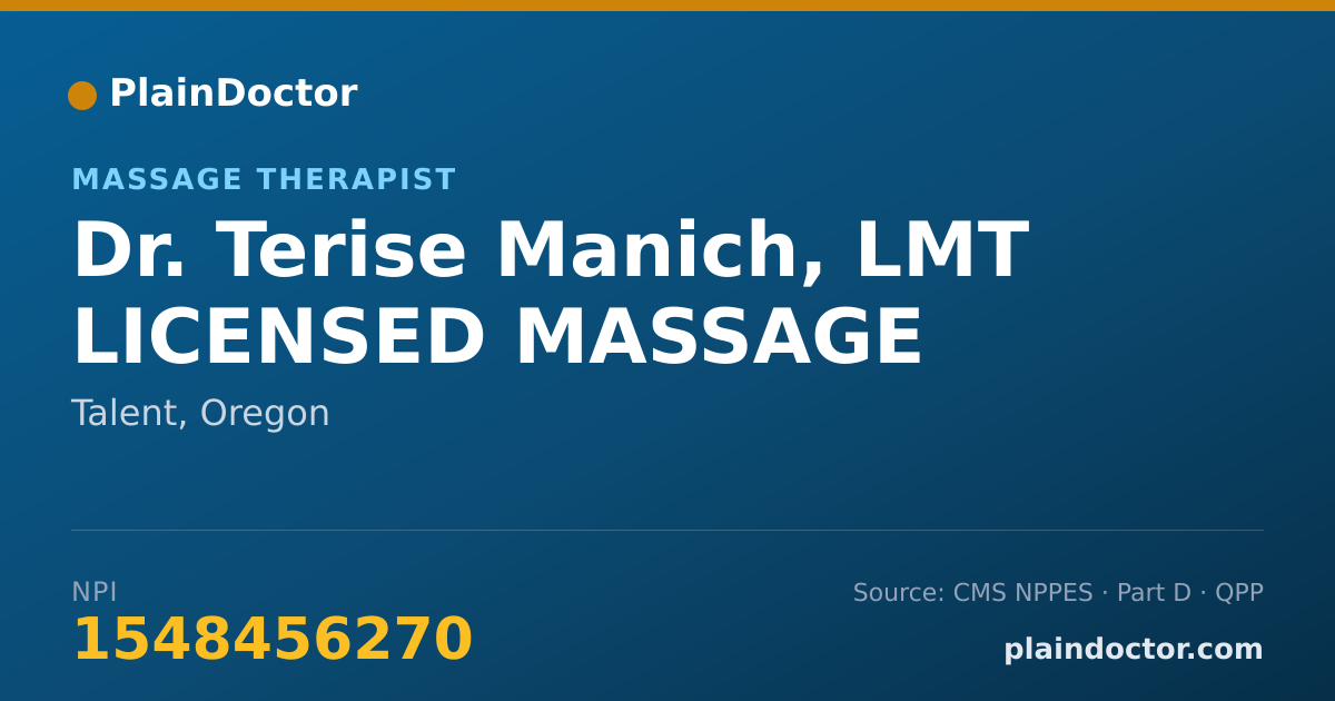 Shareable card for Terise Manich, LMT LICENSED MASSAGE - Massage Therapist, Talent, OR