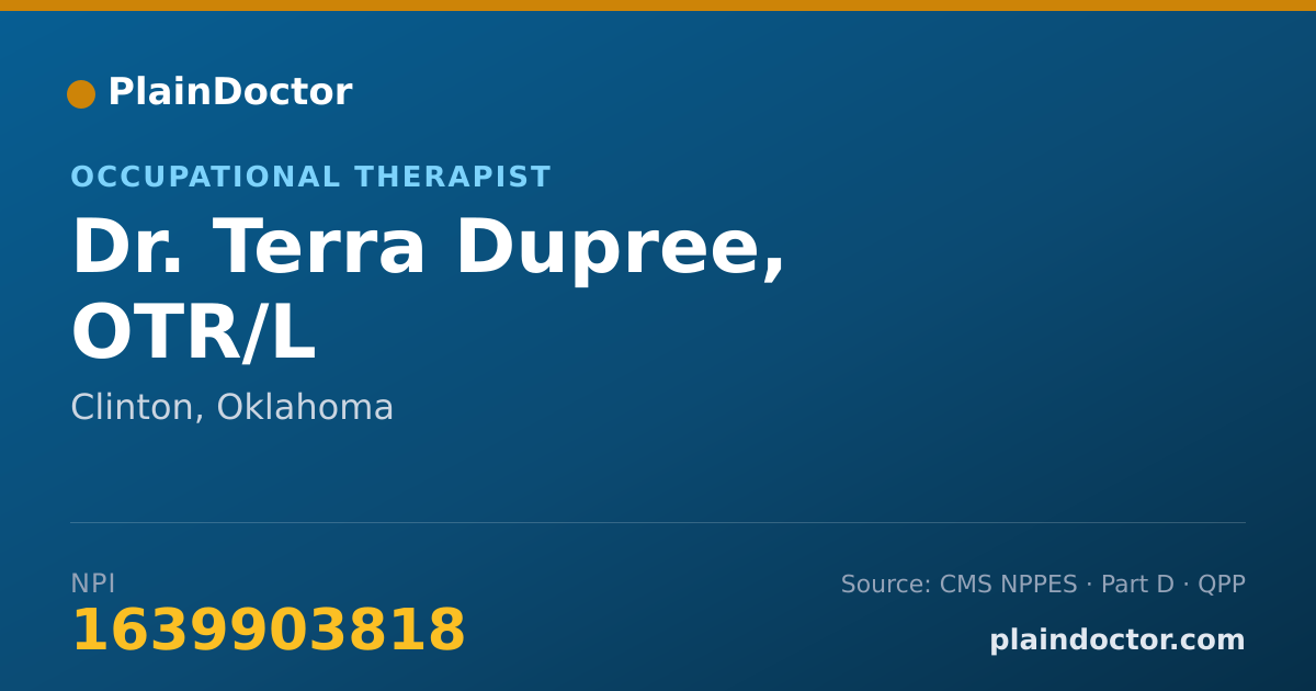 Shareable card for Terra Dupree, OTR/L - Occupational Therapist, Clinton, OK