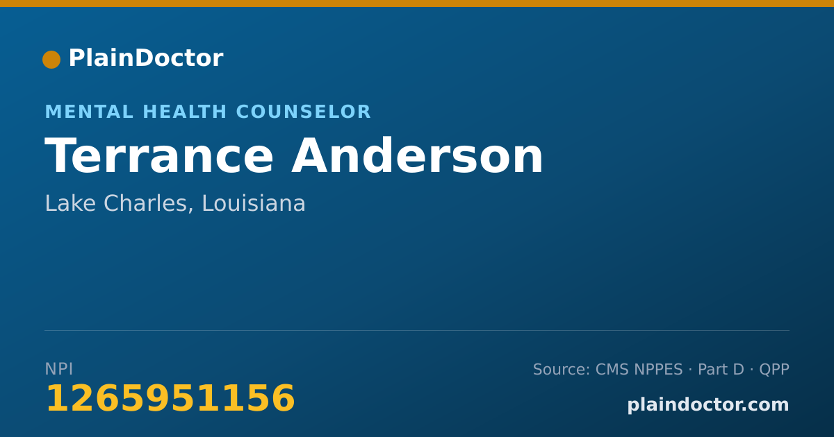 Shareable card for Terrance Anderson - Mental Health Counselor, Lake Charles, LA