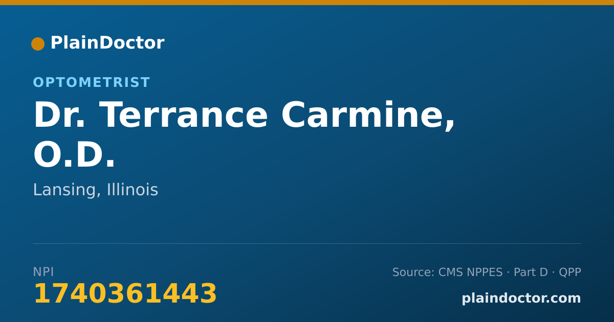 Shareable card for Terrance Carmine, O.D. - Optometrist, Lansing, IL