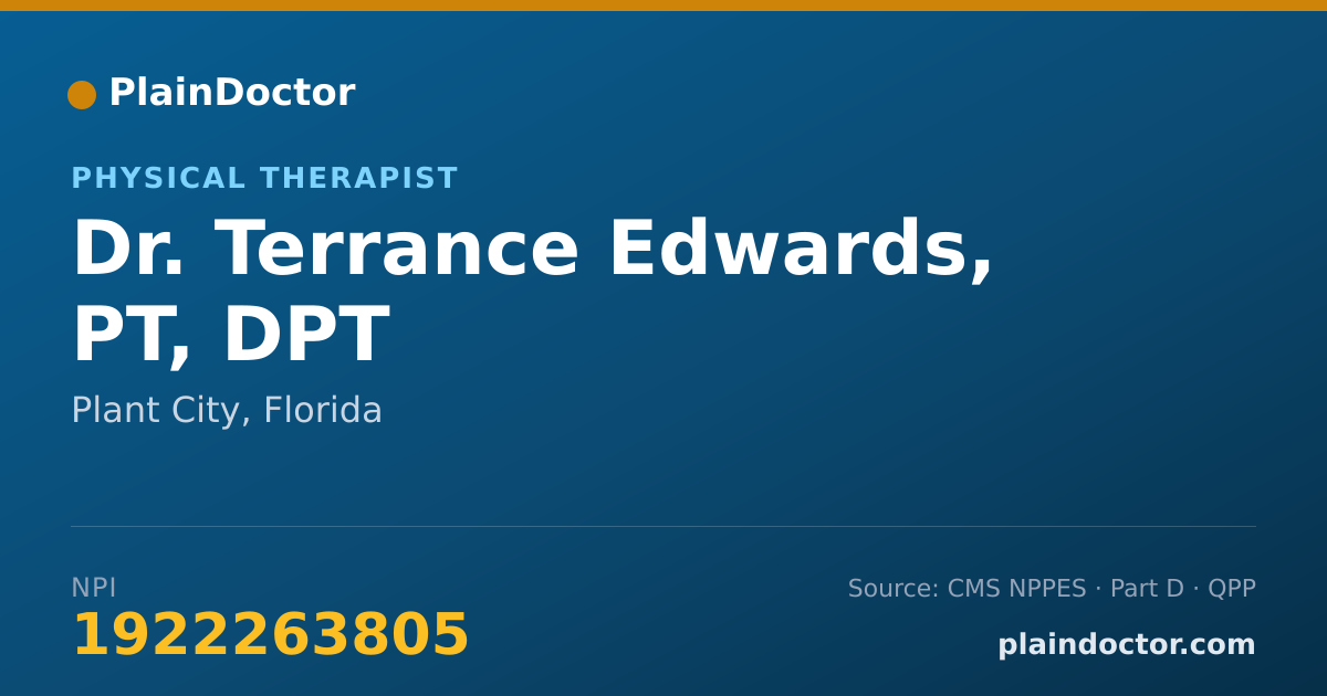 Shareable card for Terrance Edwards, PT, DPT - Physical Therapist, Plant City, FL