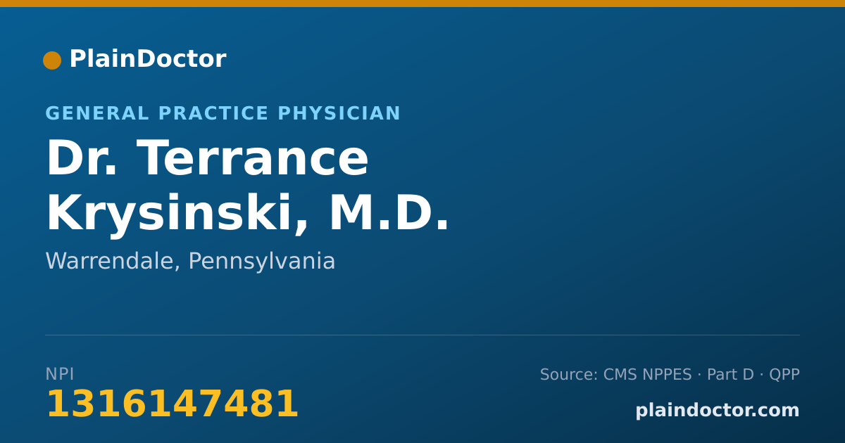 Shareable card for Terrance Krysinski, M.D. - General Practice Physician, Warrendale, PA