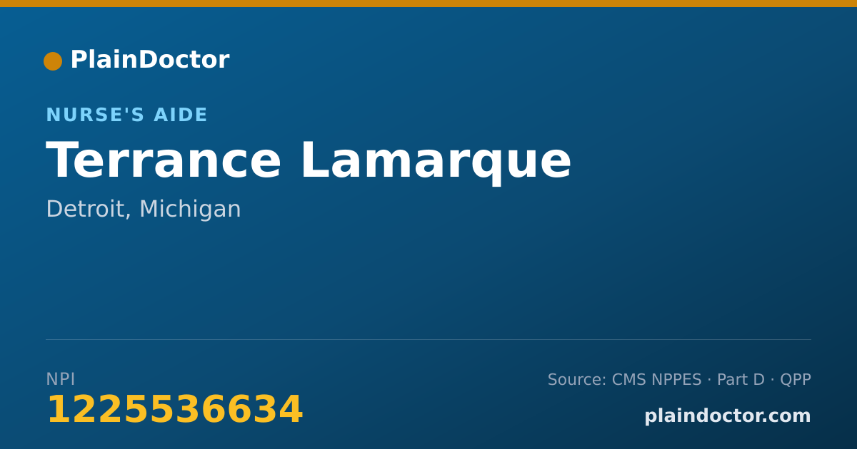 Shareable card for Terrance Lamarque - Nurse's Aide, Detroit, MI