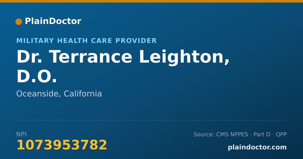 Shareable card for Terrance Leighton, D.O. - Military Health Care Provider, Oceanside, CA