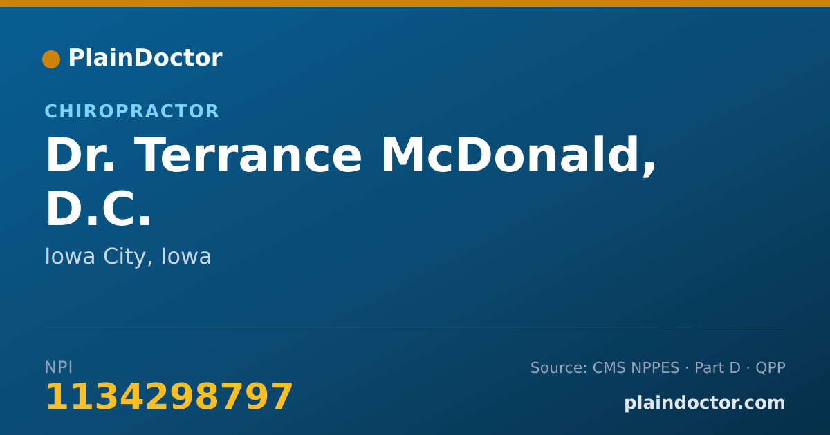 Shareable card for Terrance McDonald, D.C. - Chiropractor, Iowa City, IA