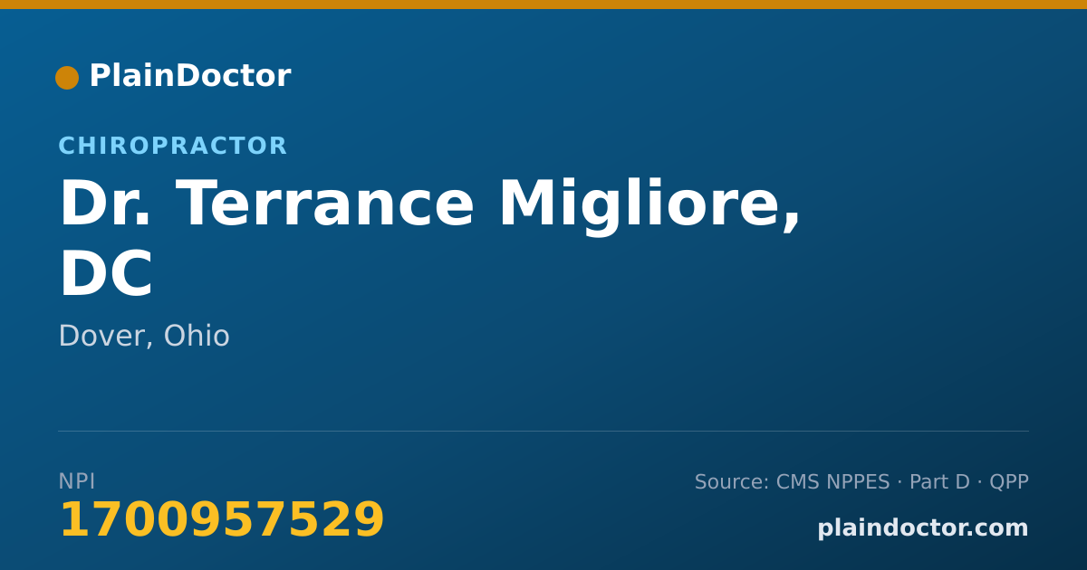 Shareable card for Terrance Migliore, DC - Chiropractor, Dover, OH