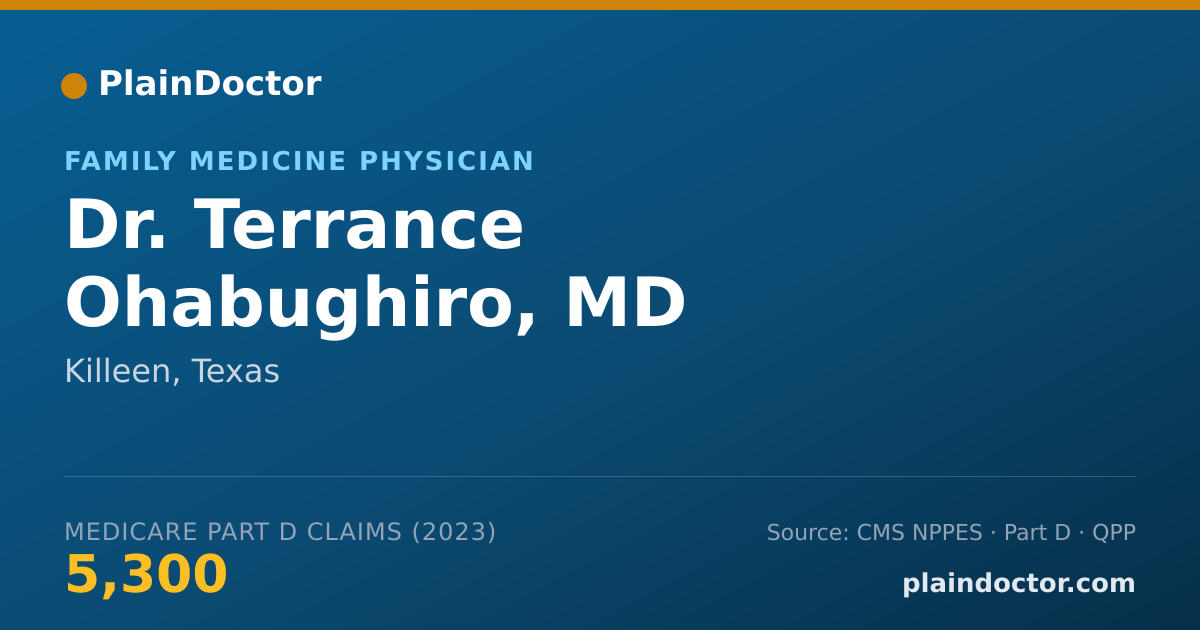 Shareable card for Terrance Ohabughiro, MD - Family Medicine Physician, Killeen, TX