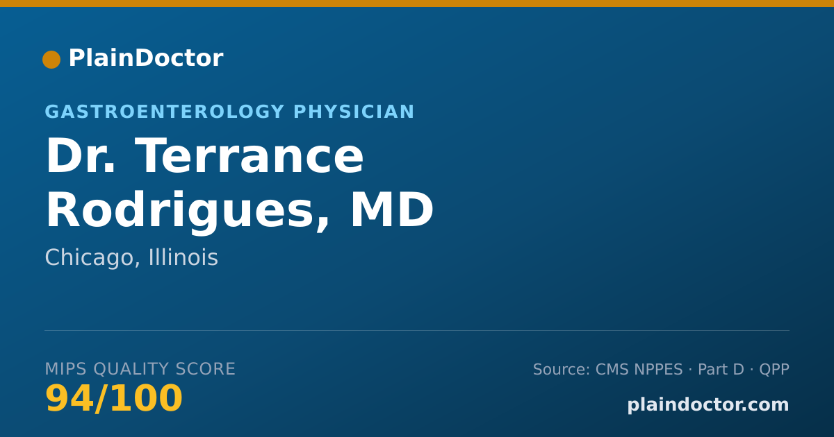 Shareable card for Terrance Rodrigues, MD - Gastroenterology Physician, Chicago, IL