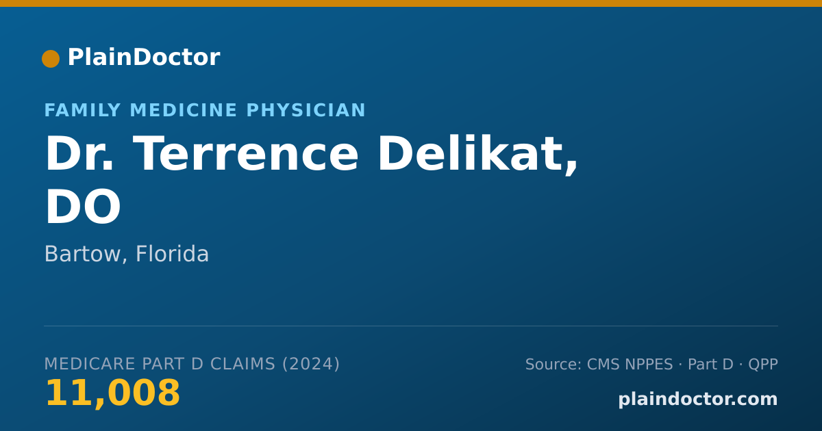 Shareable card for Terrence Delikat, DO - Family Medicine Physician, Bartow, FL