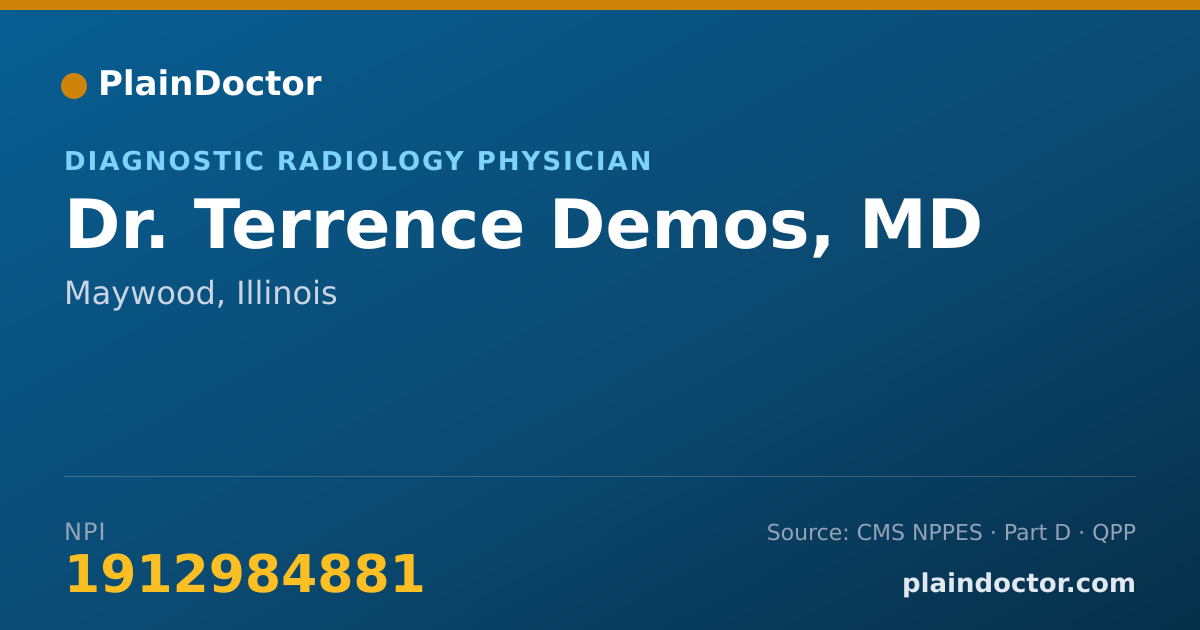 Shareable card for Terrence Demos, MD - Diagnostic Radiology Physician, Maywood, IL