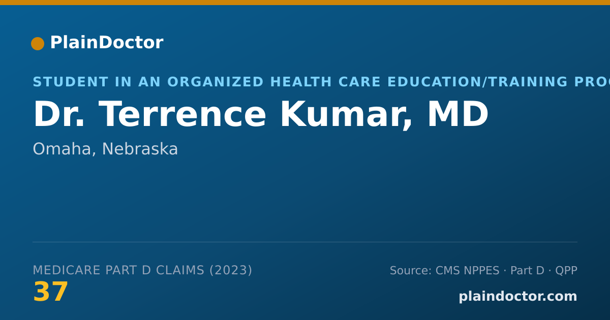 Shareable card for Terrence Kumar, MD - Student in an Organized Health Care Education/Training Program, Omaha, NE