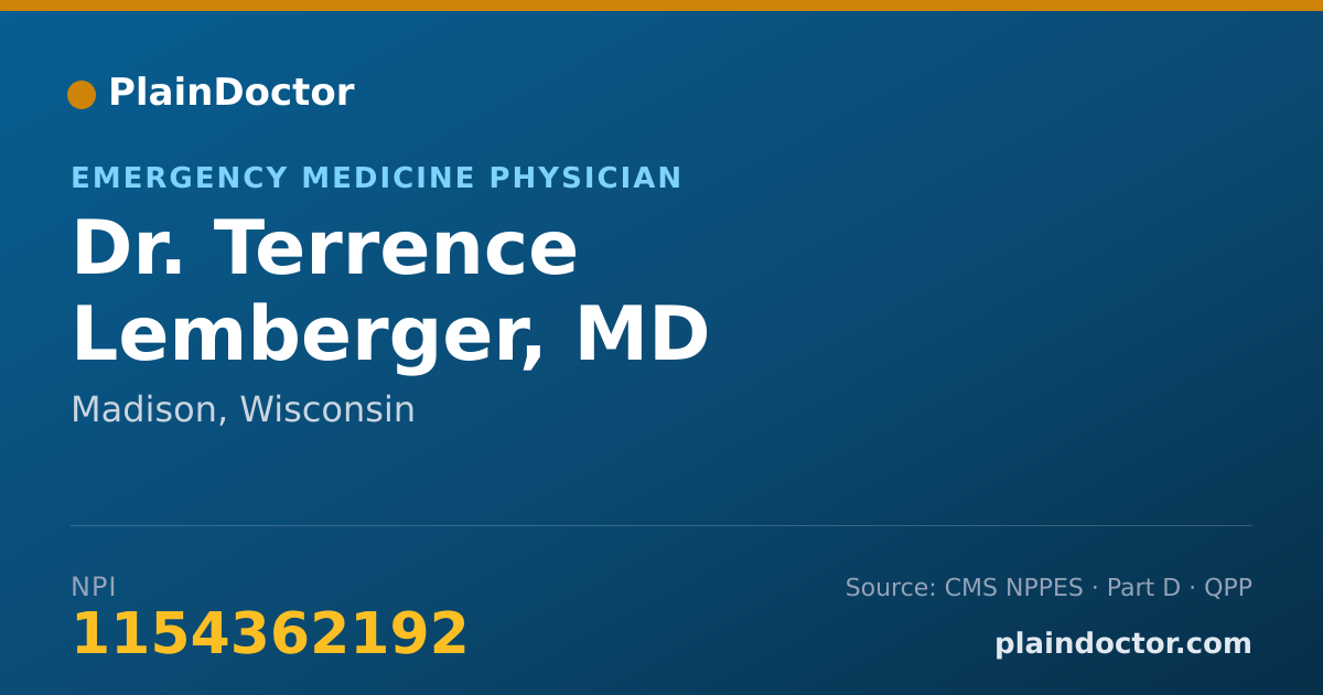 Shareable card for Terrence Lemberger, MD - Emergency Medicine Physician, Madison, WI