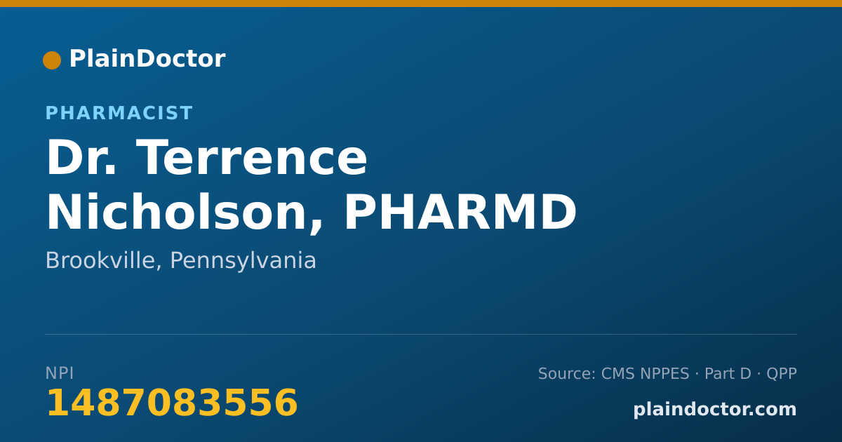 Shareable card for Terrence Nicholson, PHARMD - Pharmacist, Brookville, PA