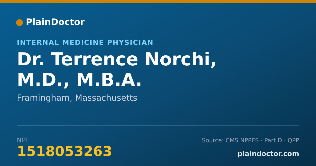 Shareable card for Terrence Norchi, M.D., M.B.A. - Internal Medicine Physician, Framingham, MA