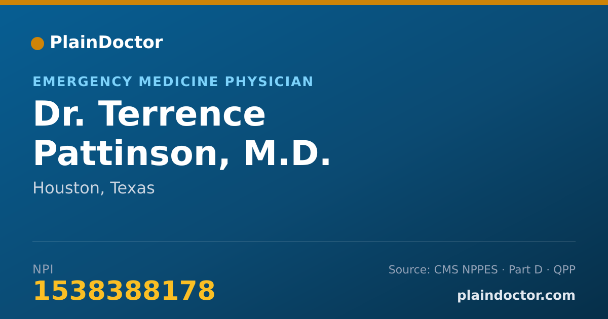Shareable card for Terrence Pattinson, M.D. - Emergency Medicine Physician, Houston, TX