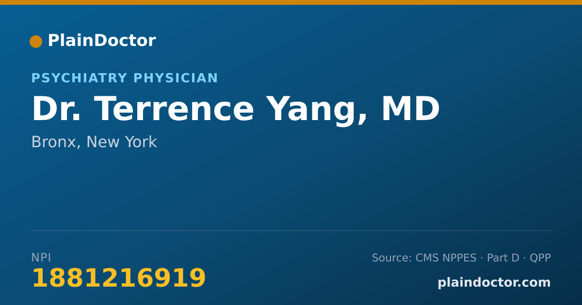 Shareable card for Terrence Yang, MD - Psychiatry Physician, Bronx, NY