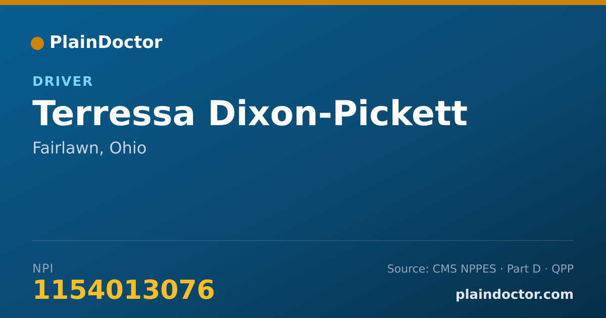 Shareable card for Terressa Dixon-Pickett - Driver, Fairlawn, OH