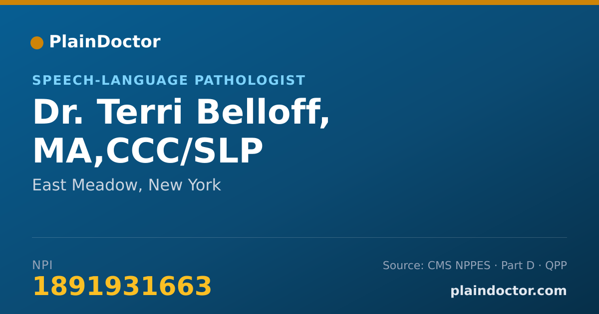 Shareable card for Terri Belloff, MA,CCC/SLP - Speech-Language Pathologist, East Meadow, NY