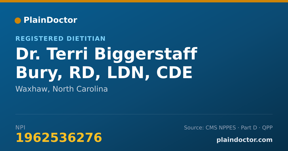 Shareable card for Terri Biggerstaff Bury, RD, LDN, CDE - Registered Dietitian, Waxhaw, NC