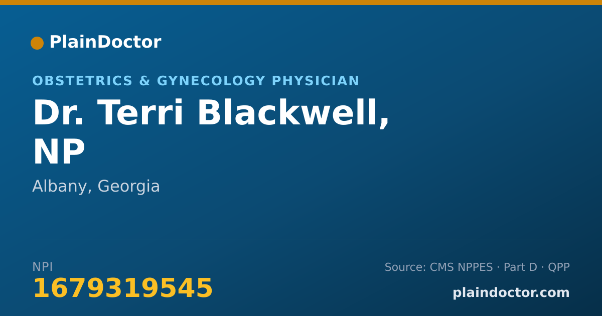 Shareable card for Terri Blackwell, NP - Obstetrics & Gynecology Physician, Albany, GA