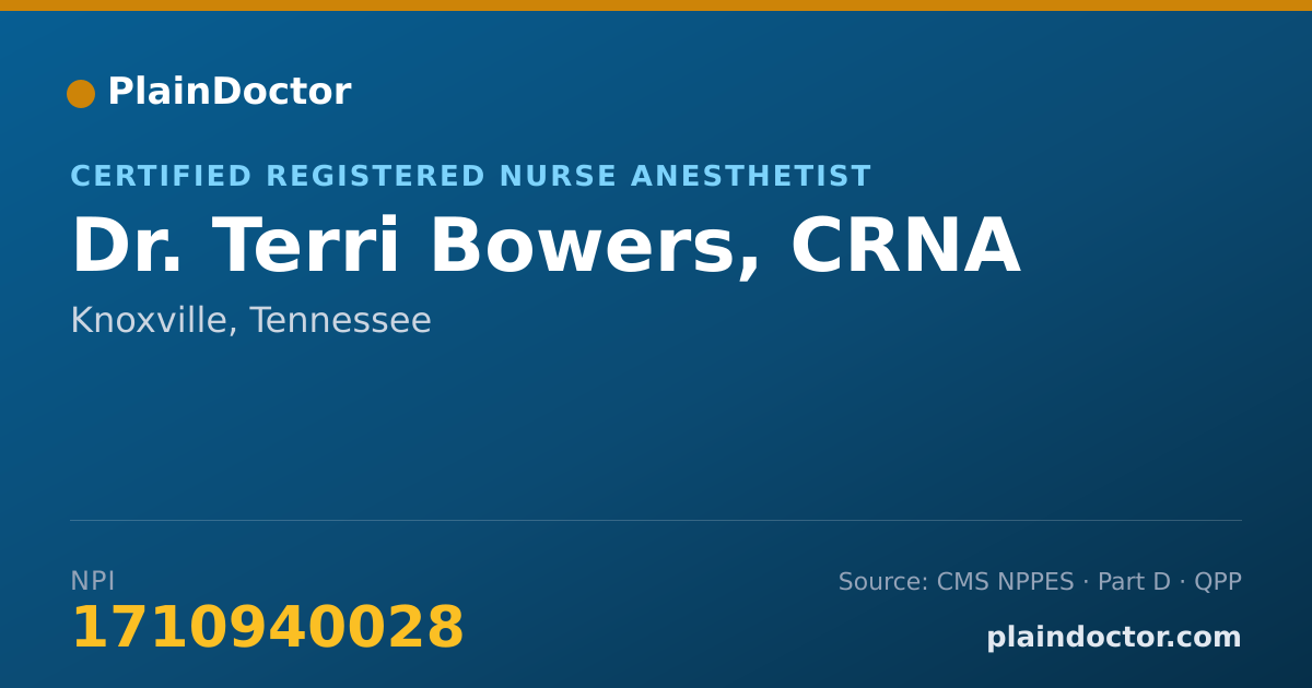 Shareable card for Terri Bowers, CRNA - Certified Registered Nurse Anesthetist, Knoxville, TN