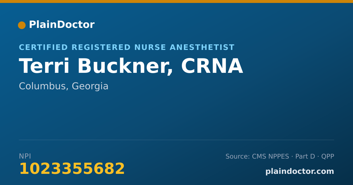 Shareable card for Terri Buckner, CRNA - Certified Registered Nurse Anesthetist, Columbus, GA