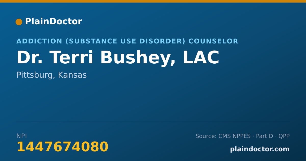 Shareable card for Terri Bushey, LAC - Addiction (Substance Use Disorder) Counselor, Pittsburg, KS