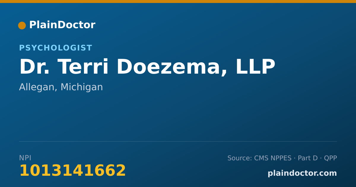 Shareable card for Terri Doezema, LLP - Psychologist, Allegan, MI