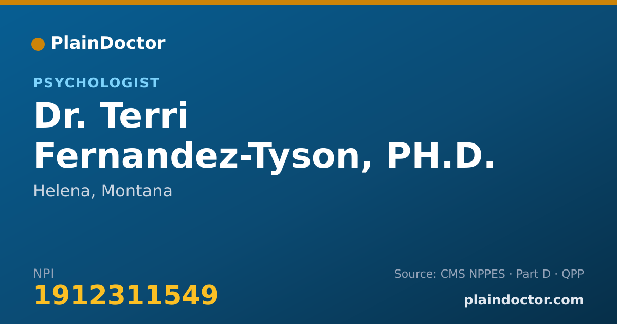 Shareable card for Terri Fernandez-Tyson, PH.D. - Psychologist, Helena, MT