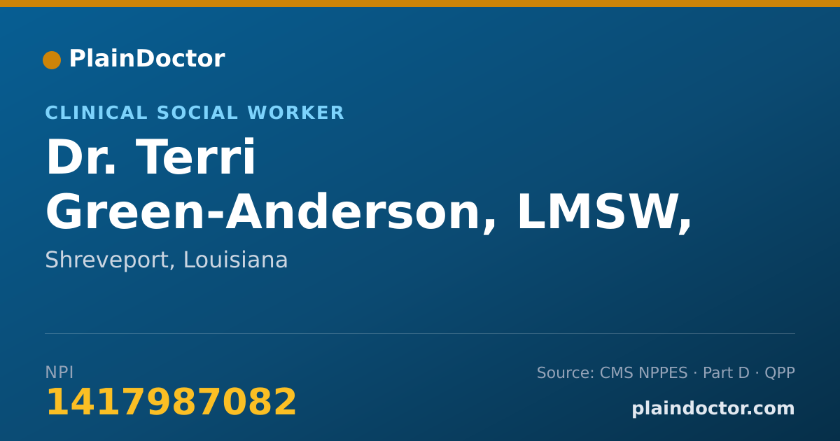 Shareable card for Terri Green-Anderson, LMSW, LAC - Clinical Social Worker, Shreveport, LA