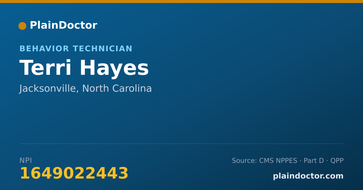 Shareable card for Terri Hayes - Behavior Technician, Jacksonville, NC