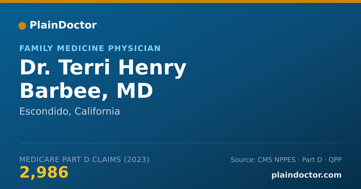Shareable card for Terri Henry Barbee, MD - Family Medicine Physician, Escondido, CA