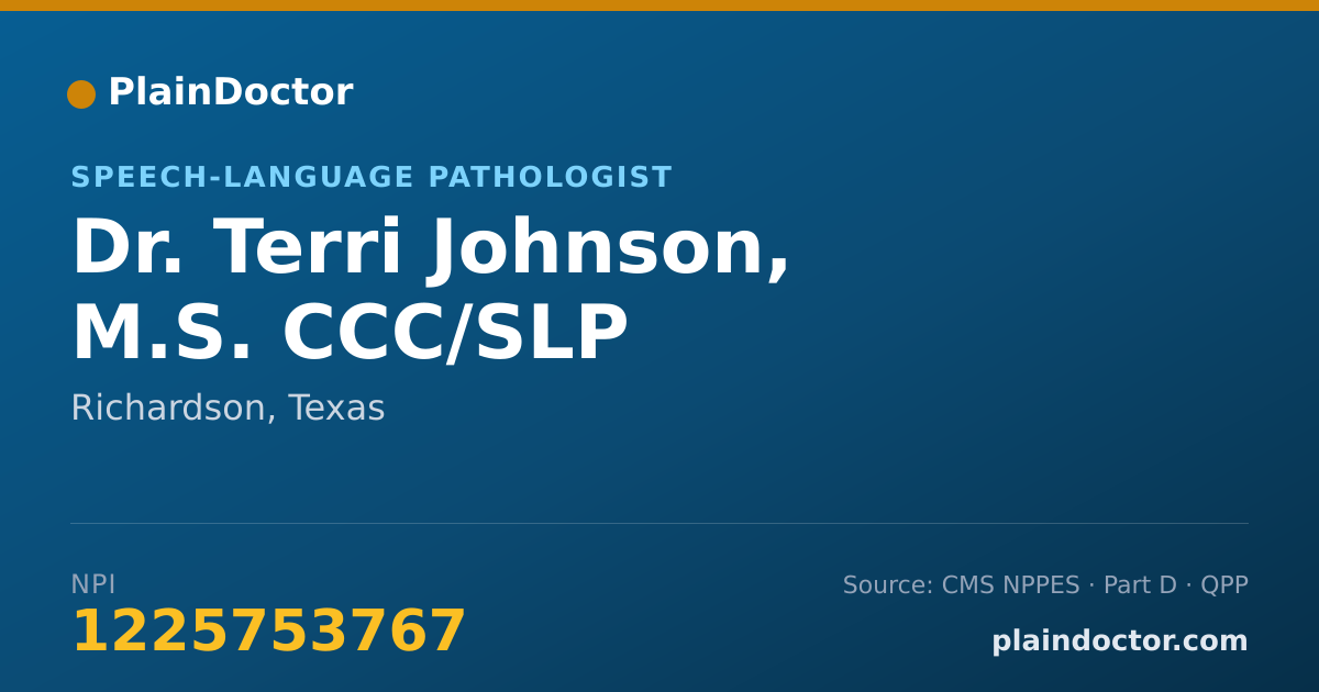 Shareable card for Terri Johnson, M.S. CCC/SLP - Speech-Language Pathologist, Richardson, TX