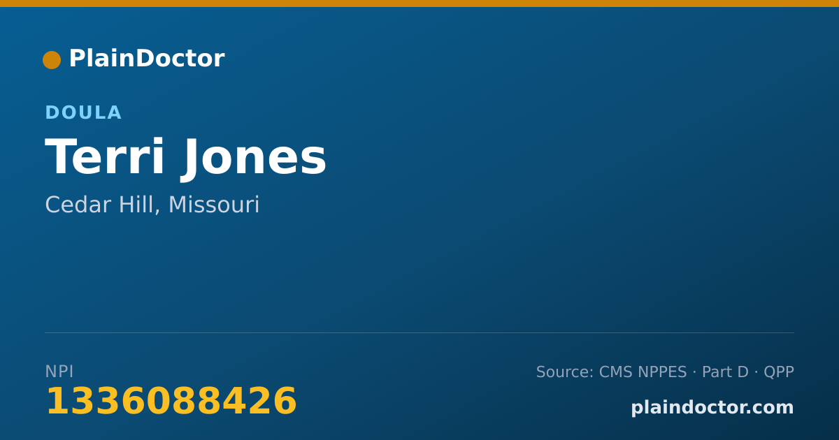 Shareable card for Terri Jones - Doula, Cedar Hill, MO
