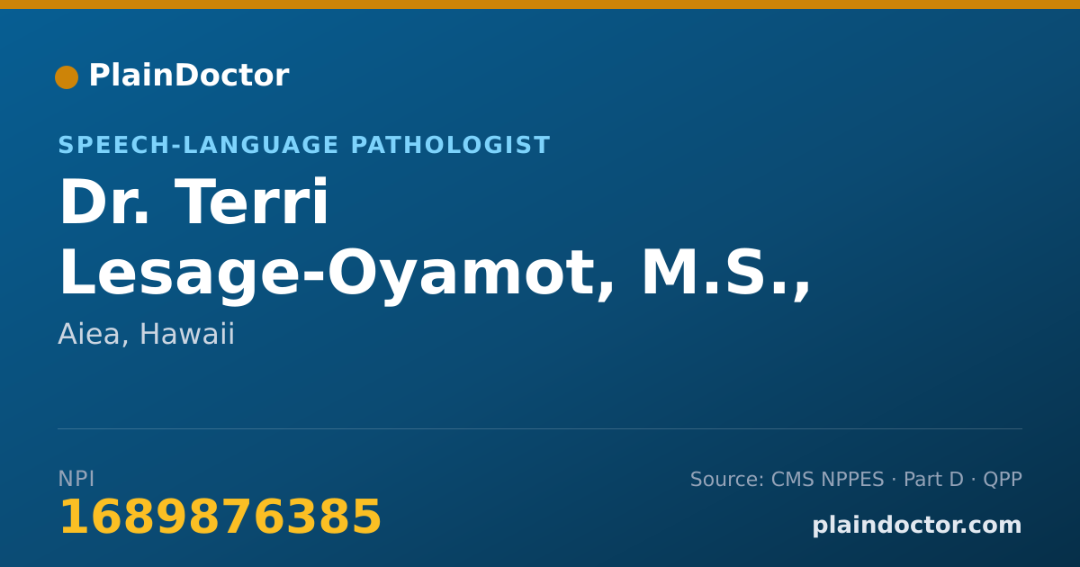 Shareable card for Terri Lesage-Oyamot, M.S., CCC-SLP - Speech-Language Pathologist, Aiea, HI
