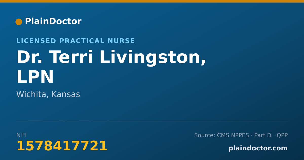 Shareable card for Terri Livingston, LPN - Licensed Practical Nurse, Wichita, KS