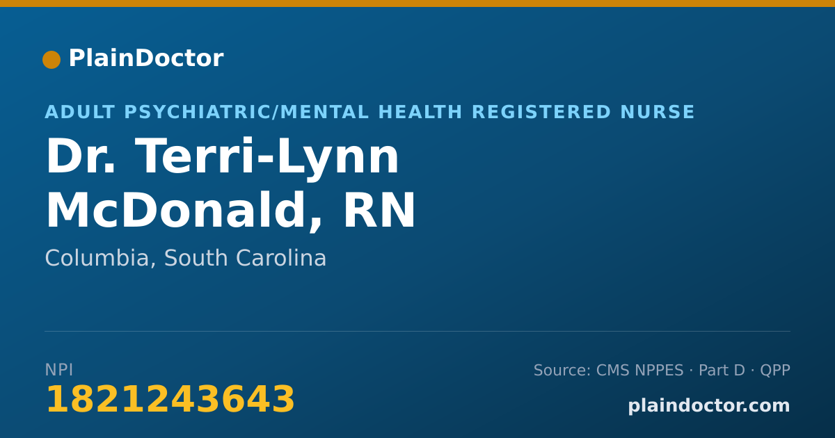 Shareable card for Terri-Lynn McDonald, RN - Adult Psychiatric/Mental Health Registered Nurse, Columbia, SC
