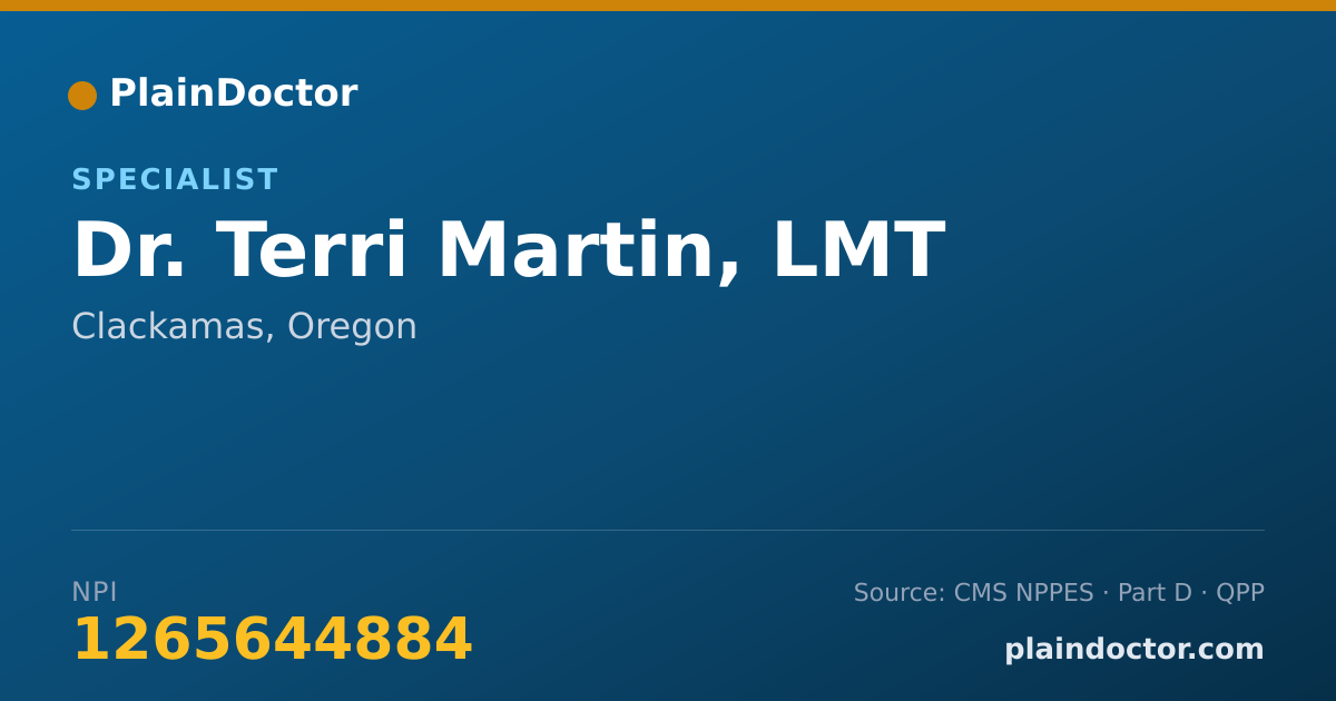 Shareable card for Terri Martin, LMT - Specialist, Clackamas, OR