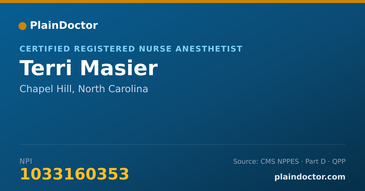 Shareable card for Terri Masier - Certified Registered Nurse Anesthetist, Chapel Hill, NC