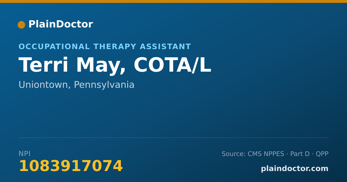 Shareable card for Terri May, COTA/L - Occupational Therapy Assistant, Uniontown, PA