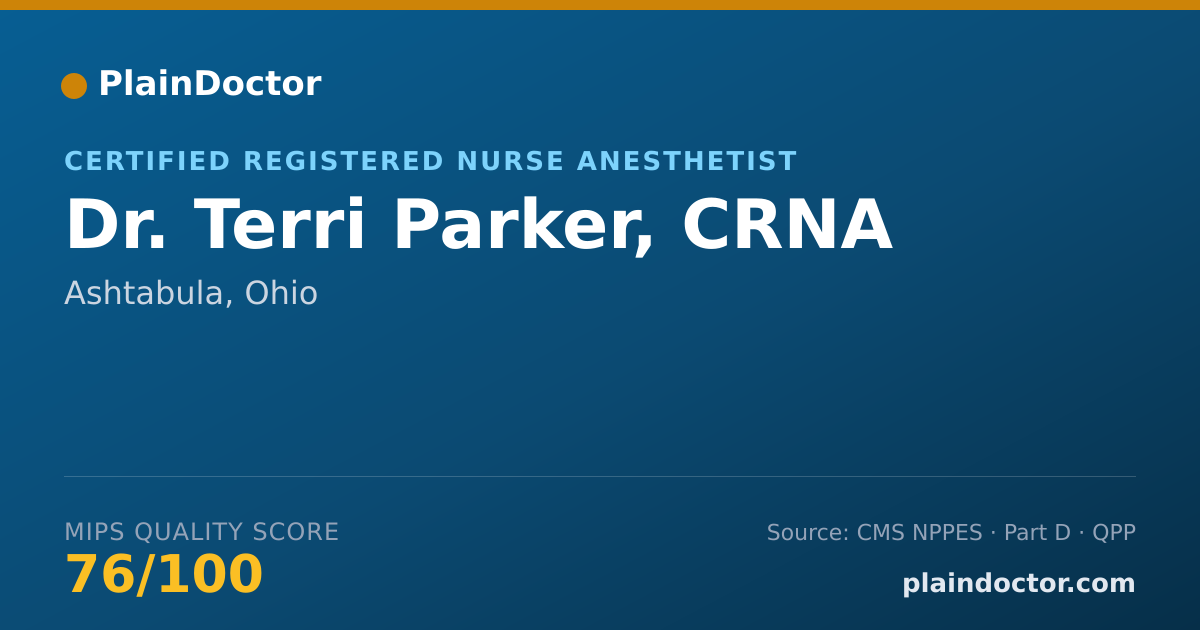 Shareable card for Terri Parker, CRNA - Certified Registered Nurse Anesthetist, Ashtabula, OH