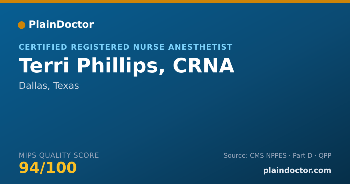 Shareable card for Terri Phillips, CRNA - Certified Registered Nurse Anesthetist, Dallas, TX