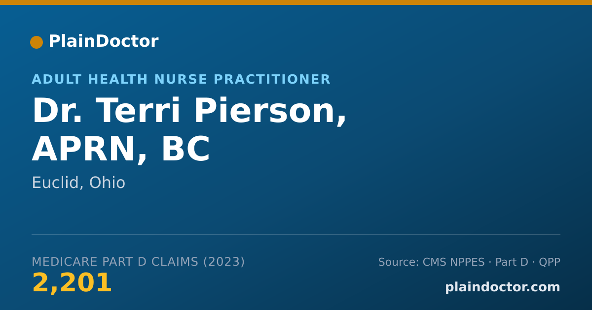 Shareable card for Terri Pierson, APRN, BC - Adult Health Nurse Practitioner, Euclid, OH